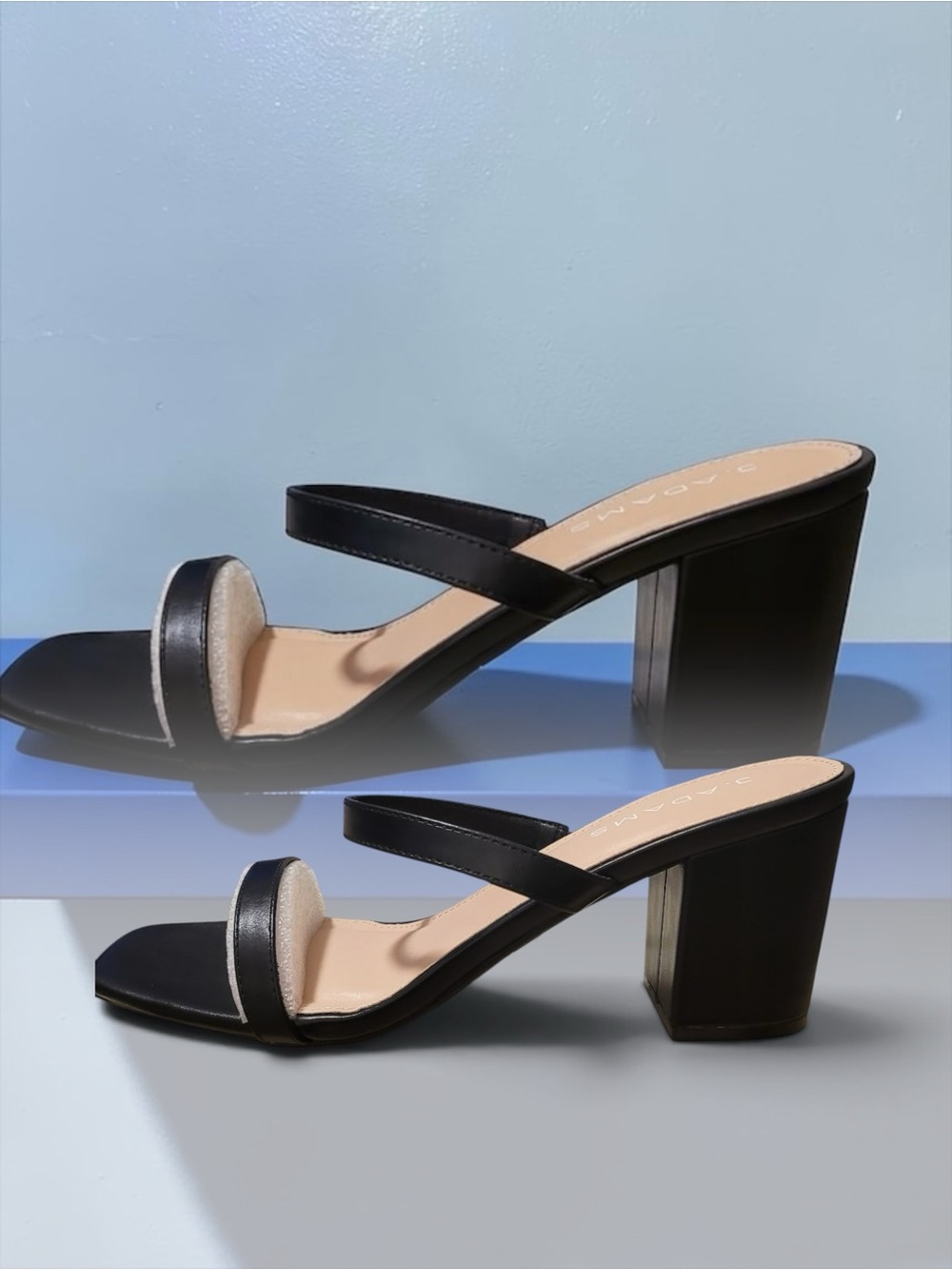 J. Adams Stormi Black PU Heeled Sandals